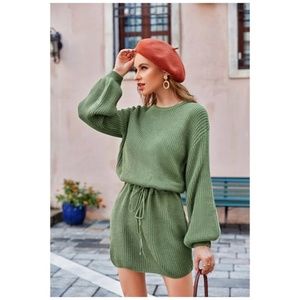 Balloon Sleeves Knit Dress